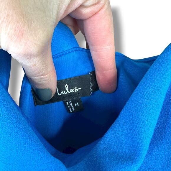 Lulus NWOT Glamorous Dedication Blue Sleeveless Column Crepe Maxi Dress Medium - Picture 7 of 10